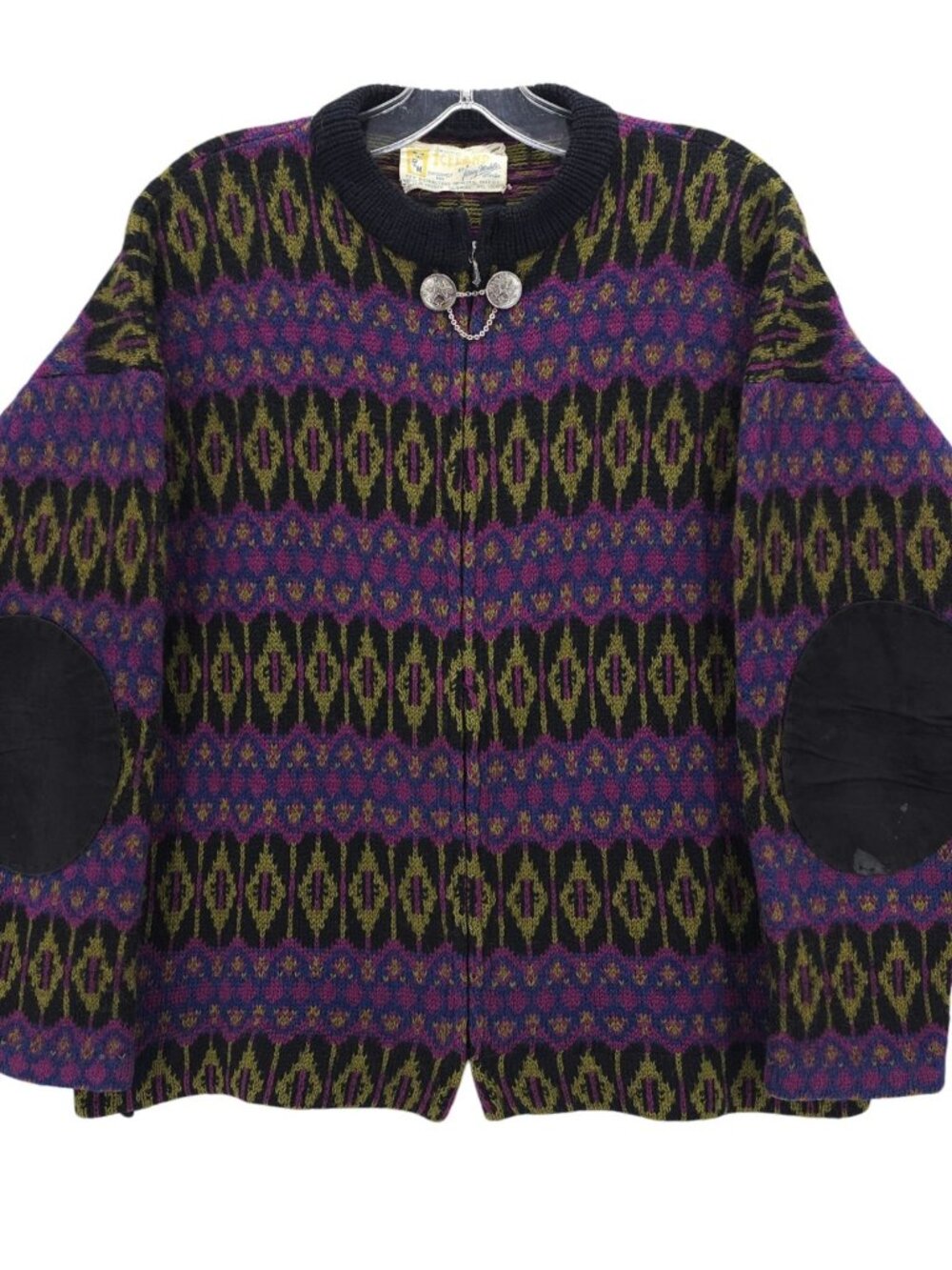 Vintage Iceland Jersey Modeller Sweater Cardigan 100% Wool Fair Isle Size 4